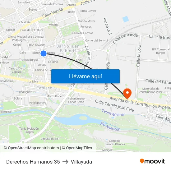 Derechos Humanos 35 to Villayuda map