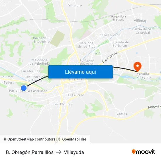 B. Obregón Parralillos to Villayuda map