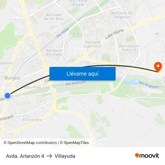 Avda. Arlanzón 4 to Villayuda map