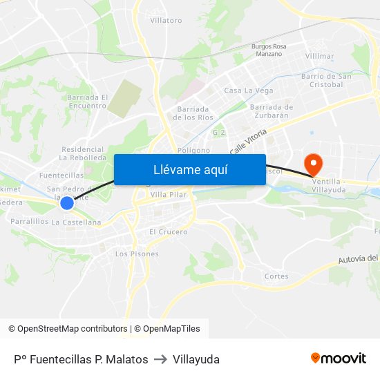 Pº Fuentecillas P. Malatos to Villayuda map