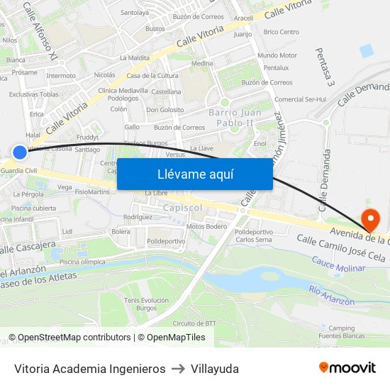 Vitoria Academia Ingenieros to Villayuda map