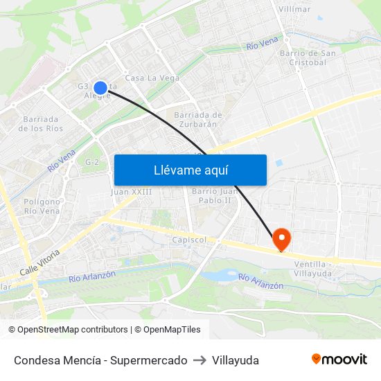 Condesa Mencía - Supermercado to Villayuda map