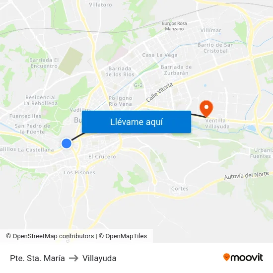 Pte. Sta. María to Villayuda map