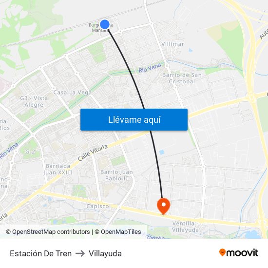 Estación De Tren to Villayuda map