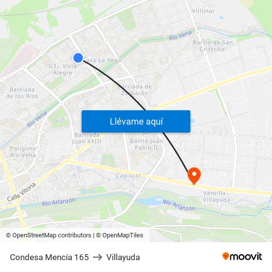 Condesa Mencía 165 to Villayuda map