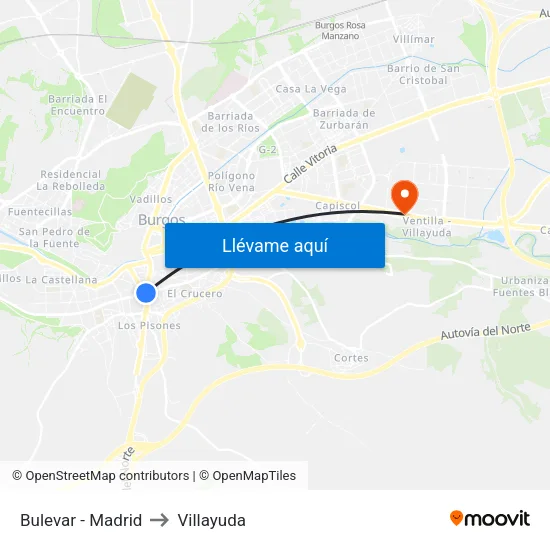Bulevar - Madrid to Villayuda map