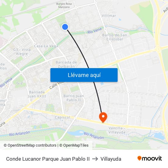 Conde Lucanor Parque Juan Pablo II to Villayuda map