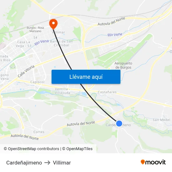 Cardeñajimeno to Villimar map