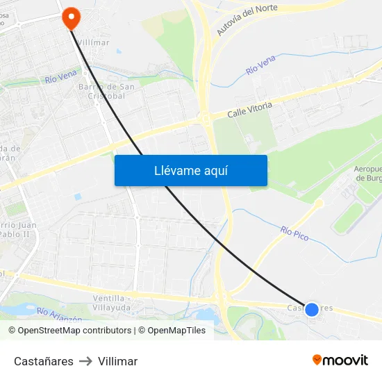 Castañares to Villimar map