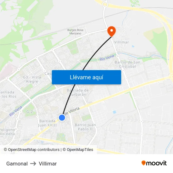 Gamonal to Villimar map