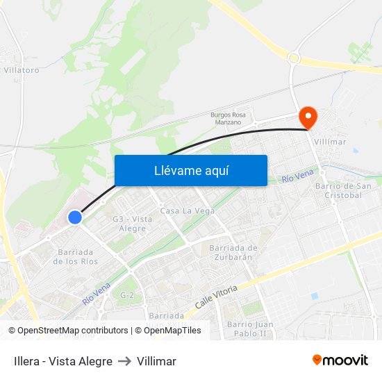 Illera - Vista Alegre to Villimar map