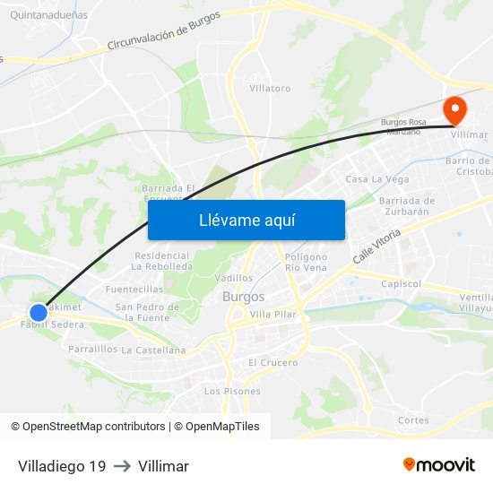 Villadiego 19 to Villimar map