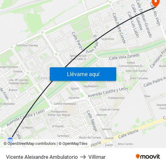 Vicente Aleixandre Ambulatorio to Villimar map