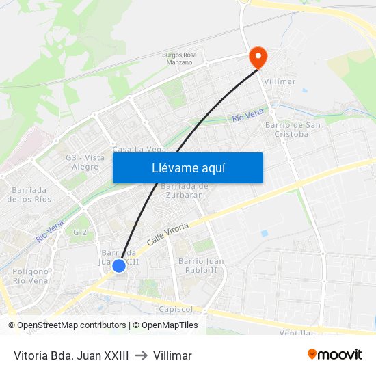 Vitoria Bda. Juan XXIII to Villimar map