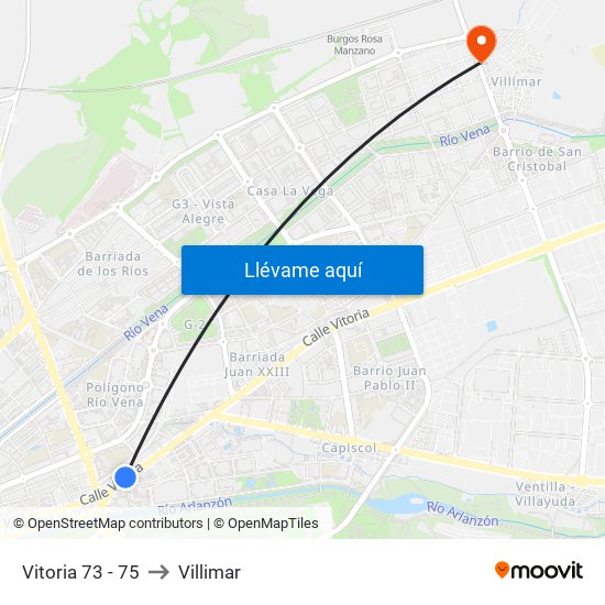 Vitoria 73 - 75 to Villimar map