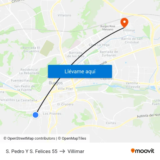 S. Pedro Y S. Felices 55 to Villimar map