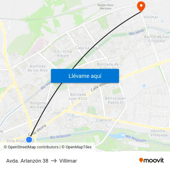Avda. Arlanzón 38 to Villimar map