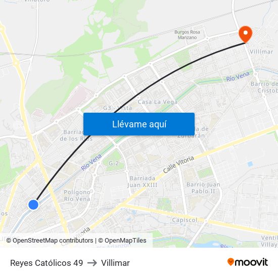 Reyes Católicos 49 to Villimar map