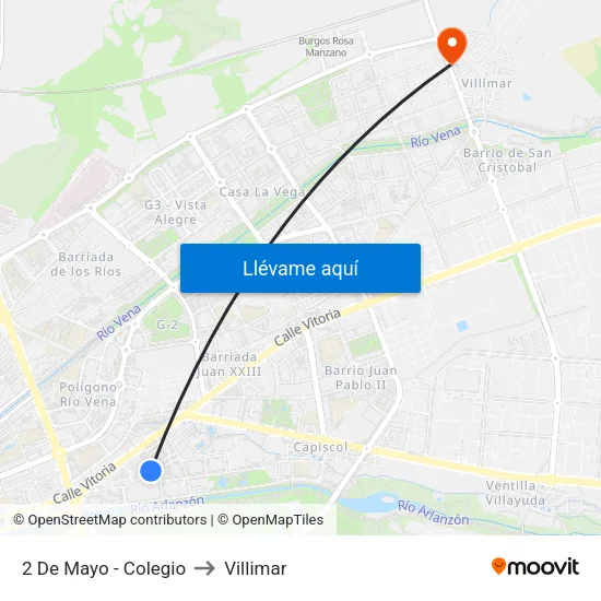 2 De Mayo - Colegio to Villimar map