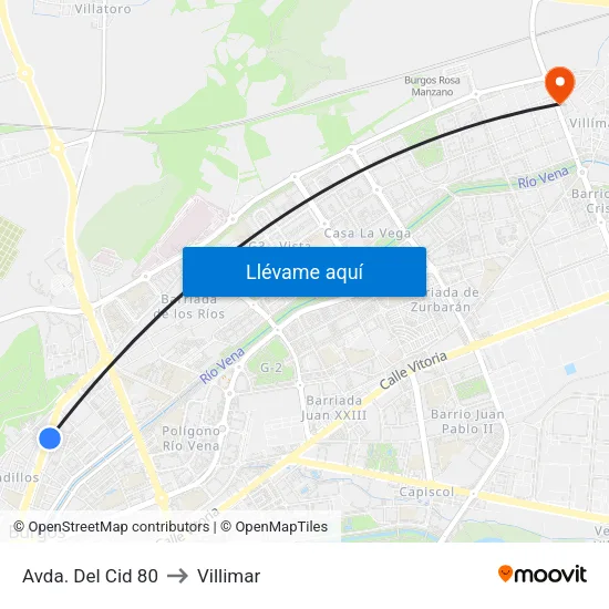 Avda. Del Cid 80 to Villimar map