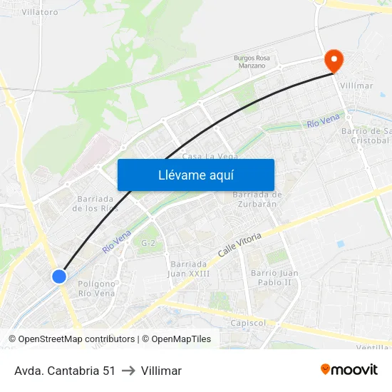Avda. Cantabria 51 to Villimar map