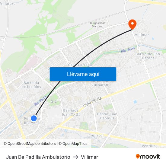 Juan De Padilla Ambulatorio to Villimar map