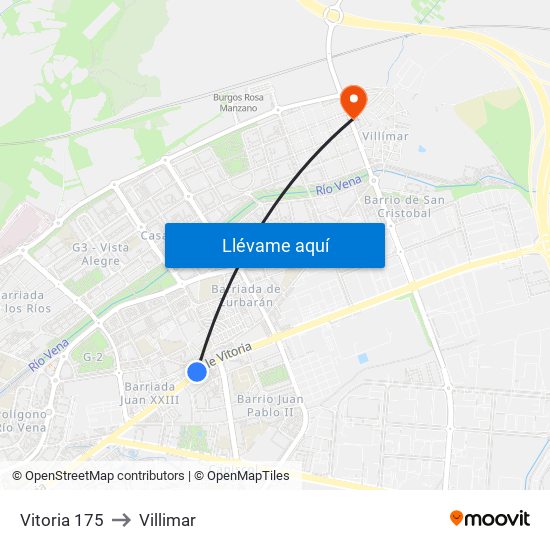 Vitoria 175 to Villimar map