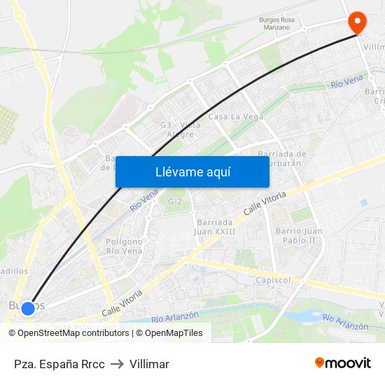 Pza. España Rrcc to Villimar map