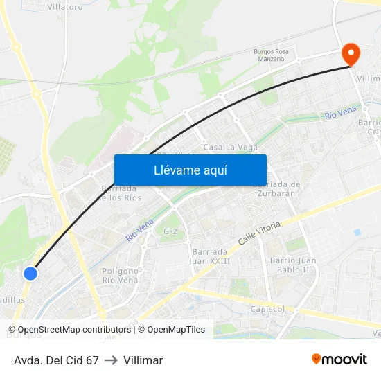 Avda. Del Cid 67 to Villimar map