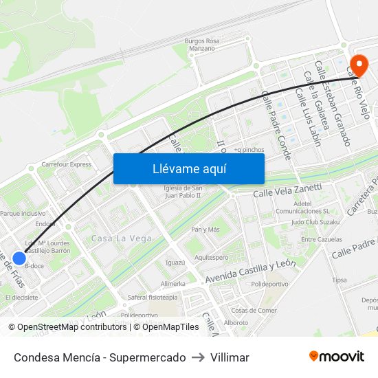 Condesa Mencía - Supermercado to Villimar map