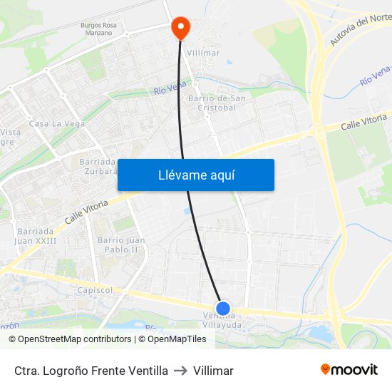 Ctra. Logroño Frente Ventilla to Villimar map