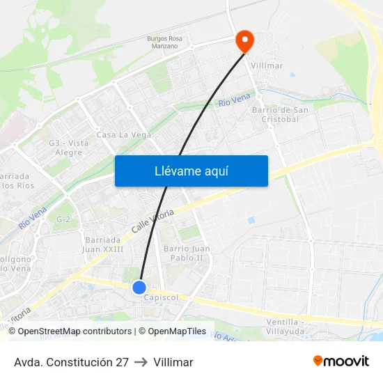 Avda. Constitución 27 to Villimar map