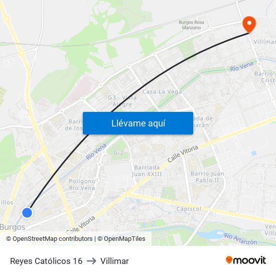 Reyes Católicos 16 to Villimar map