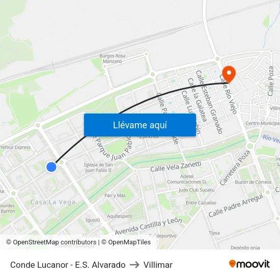Conde Lucanor - E.S. Alvarado to Villimar map