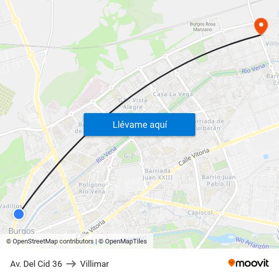 Av. Del Cid 36 to Villimar map