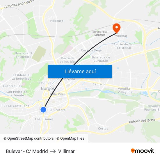Bulevar - C/ Madrid to Villimar map