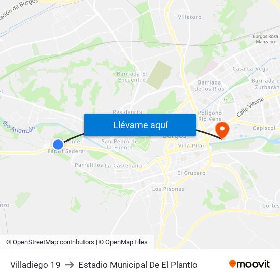 Villadiego 19 to Estadio Municipal De El Plantío map