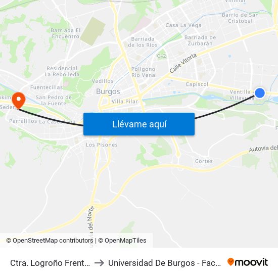 Ctra. Logroño Frente La Meseta to Universidad De Burgos - Facultad De Derecho map