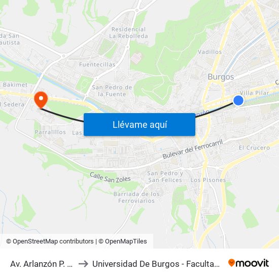 Av. Arlanzón P. Gasset to Universidad De Burgos - Facultad De Derecho map