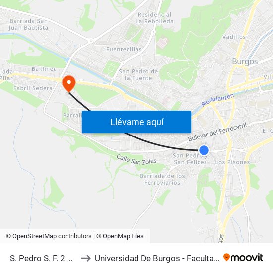 S. Pedro S. F. 2 C.Cultura to Universidad De Burgos - Facultad De Derecho map