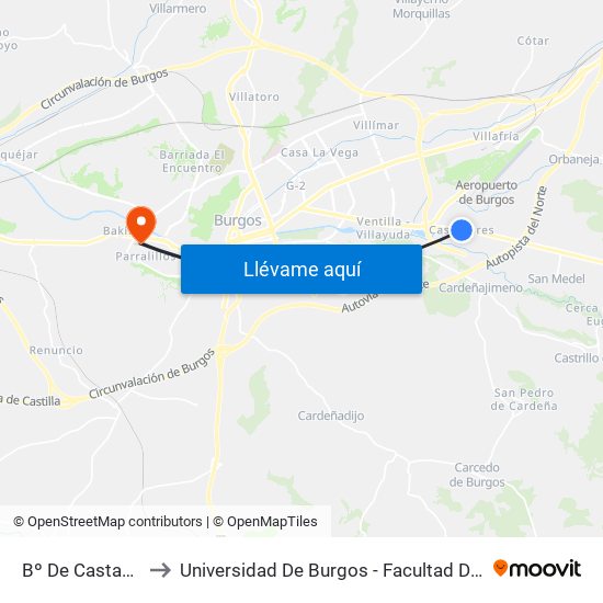 Bº De Castañares to Universidad De Burgos - Facultad De Derecho map