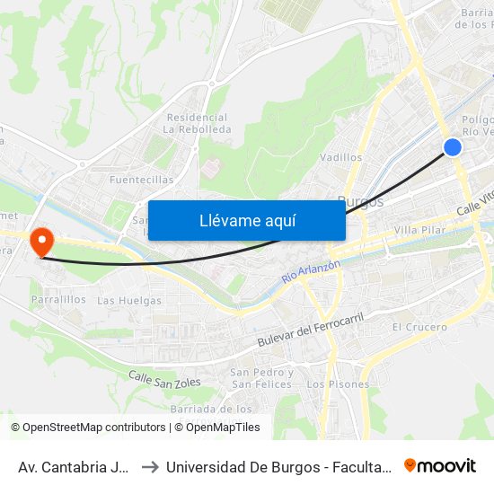 Av. Cantabria Junta Cyl to Universidad De Burgos - Facultad De Derecho map