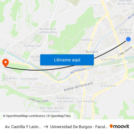 Av. Castilla Y León Comisaría to Universidad De Burgos - Facultad De Derecho map