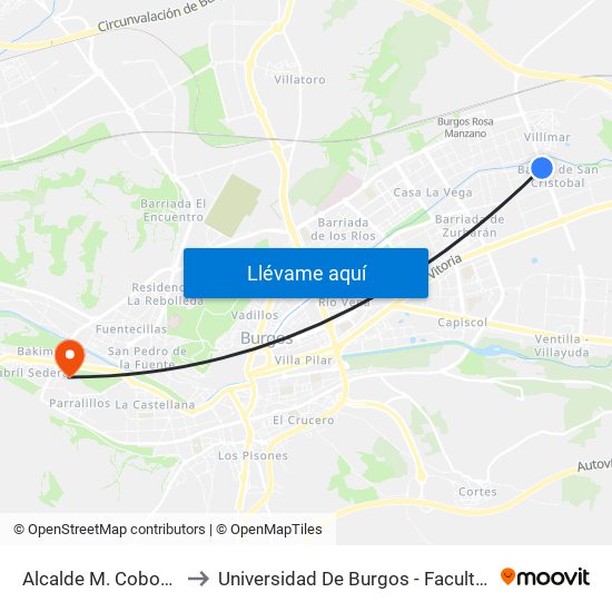 Alcalde M. Cobos Colegio to Universidad De Burgos - Facultad De Derecho map