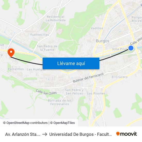 Av. Arlanzón Sta. Casilda to Universidad De Burgos - Facultad De Derecho map