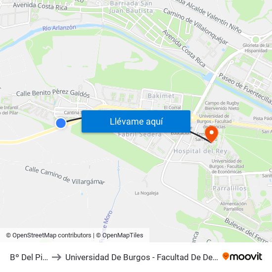 Bº Del Pilar to Universidad De Burgos - Facultad De Derecho map