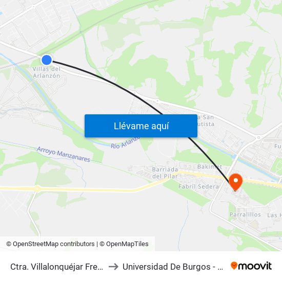 Ctra. Villalonquéjar Frente Villas Arlanzón to Universidad De Burgos - Facultad De Derecho map