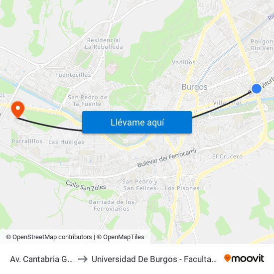 Av. Cantabria G. Militar to Universidad De Burgos - Facultad De Derecho map