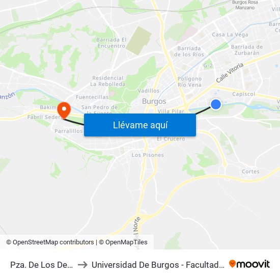 Pza. De Los Deportes to Universidad De Burgos - Facultad De Derecho map