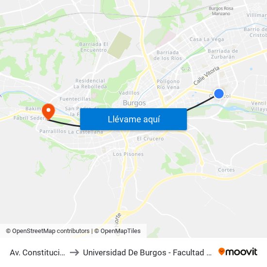 Av. Constitución 41 to Universidad De Burgos - Facultad De Derecho map